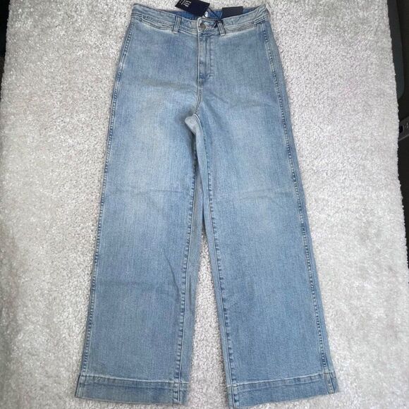 Gap High Rise Wide Leg Crop Jean Light Indigo Wash Womens 10/30 Tall NEW - Picture 2 of 10